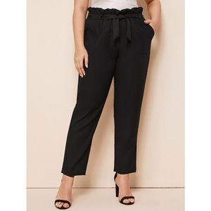 SHEIN Plus Paperbag Waist Belted Pants